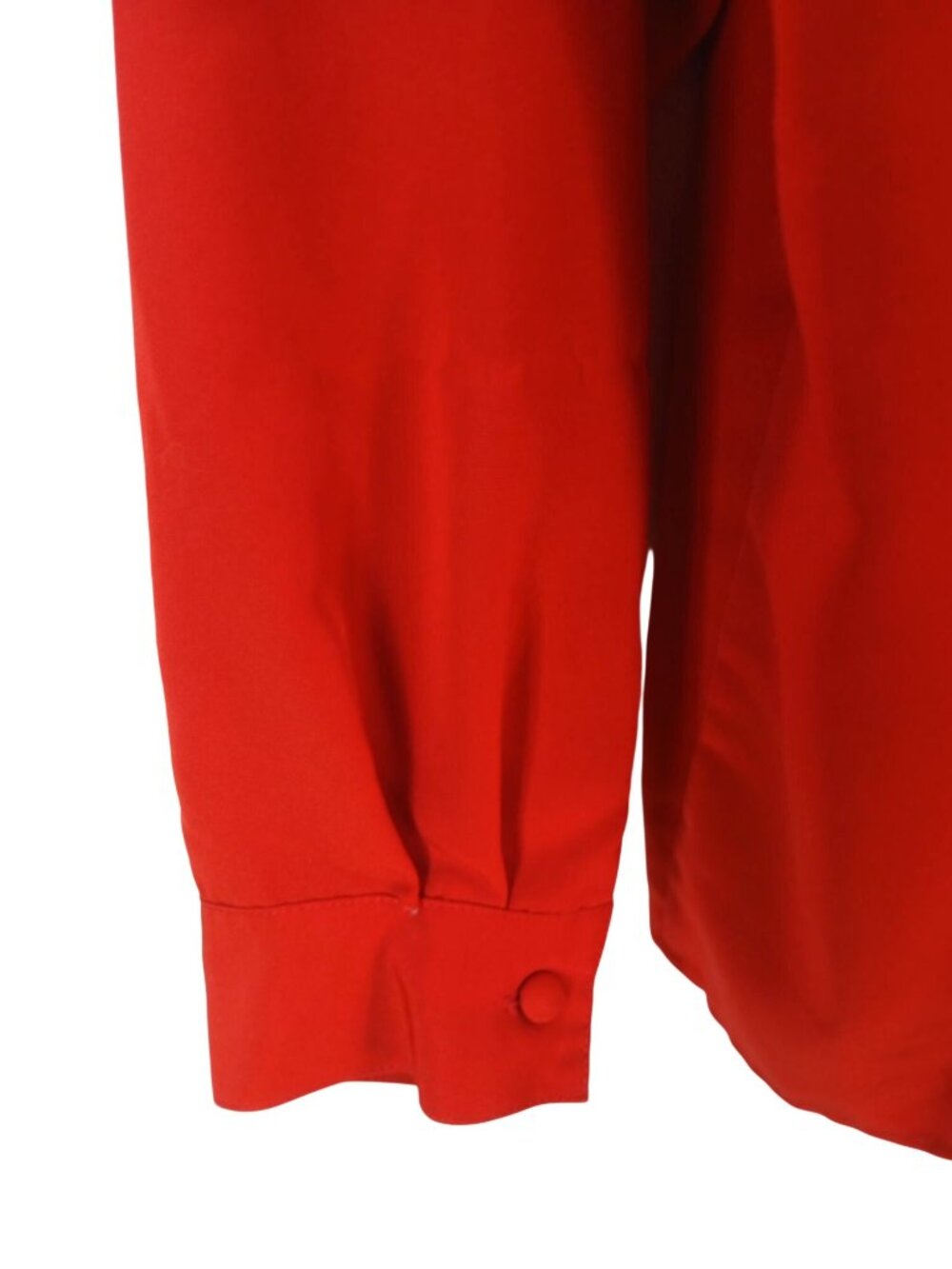 Vintage 80s Hill Archer Red High Neck Pleated Blouse Size 12 Long Sleeve Pleated - Picture 12 of 16